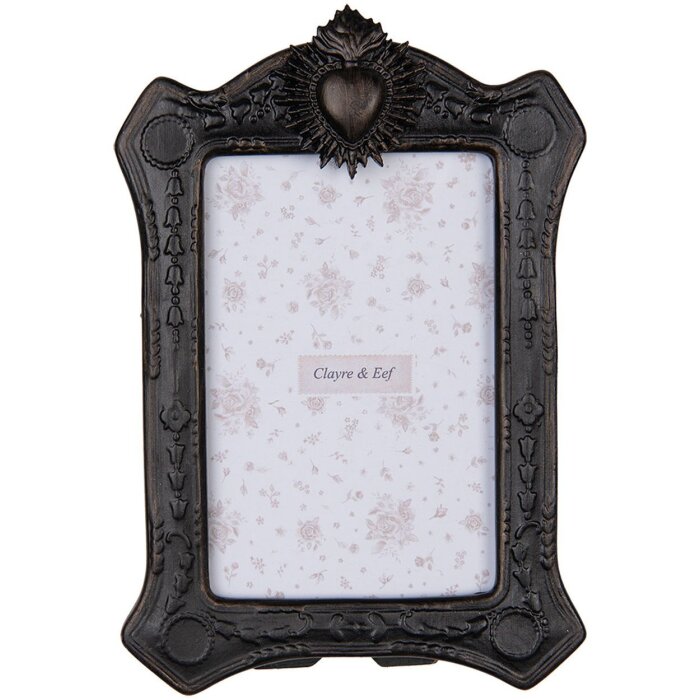 Clayre & Eef Fotorahmen 2F1216 Barocker Bilderrahmen Schwarz Gold 10x15 cm