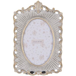 Clayre & Eef Fotorahmen 10x15 cm Grau Gold...