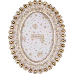 Clayre & Eef Fotorahmen 16x3x20 cm Weiß Gold...