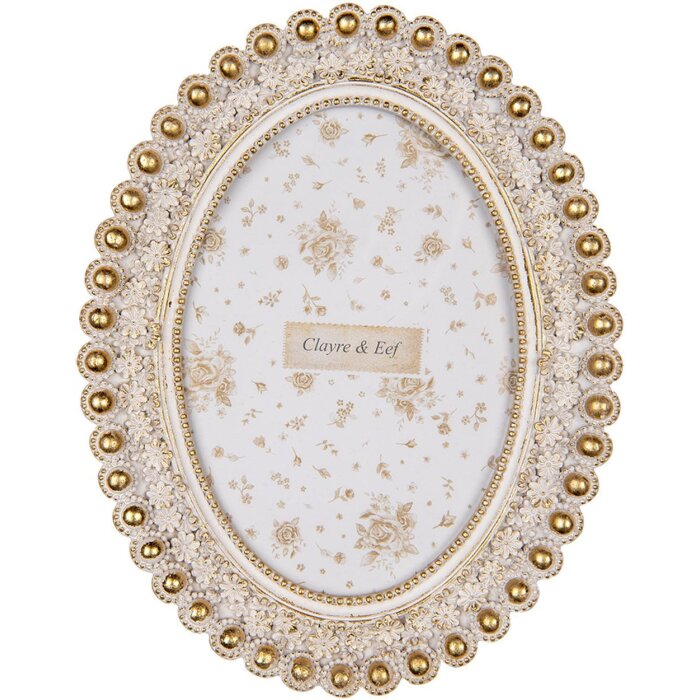 Clayre & Eef Rama foto ovală 18x24 cm Aur alb