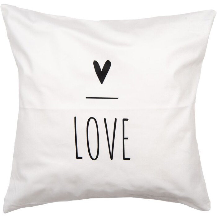 Clayre & Eef BHS21 Husă de pernă 45x45 cm Alb Negru Stil Country Poliester