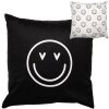 Clayre & Eef Husă de pernă 45x45 cm Negru Alb Smiley Design Poliester