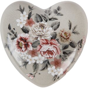 Clayre & Eef Deko-Herz Keramik Grau Rosa 11x11x4 cm...