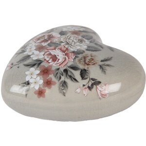 Clayre & Eef Deko-Herz Keramik Grau Rosa 11x11x4 cm...