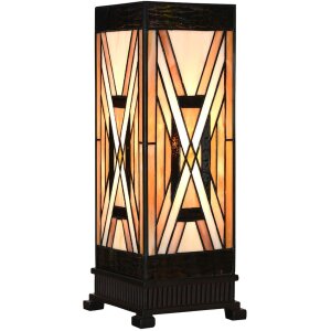 LumiLamp 5LL-6359 Tiffany Tischlampe Braun Beige 17x17x44...