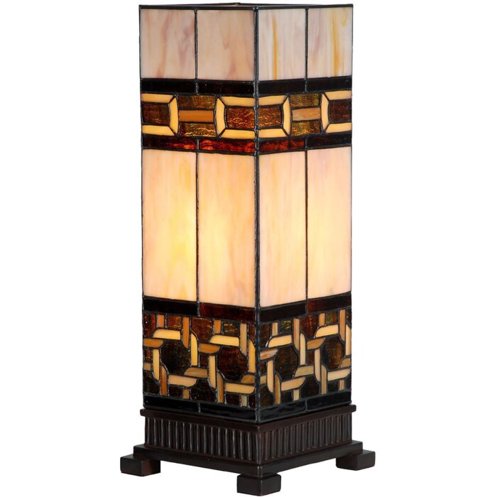LumiLamp 5LL-6360 Lampă de masă Tiffany bej maro 44cm E27 Sticlă Poliresină