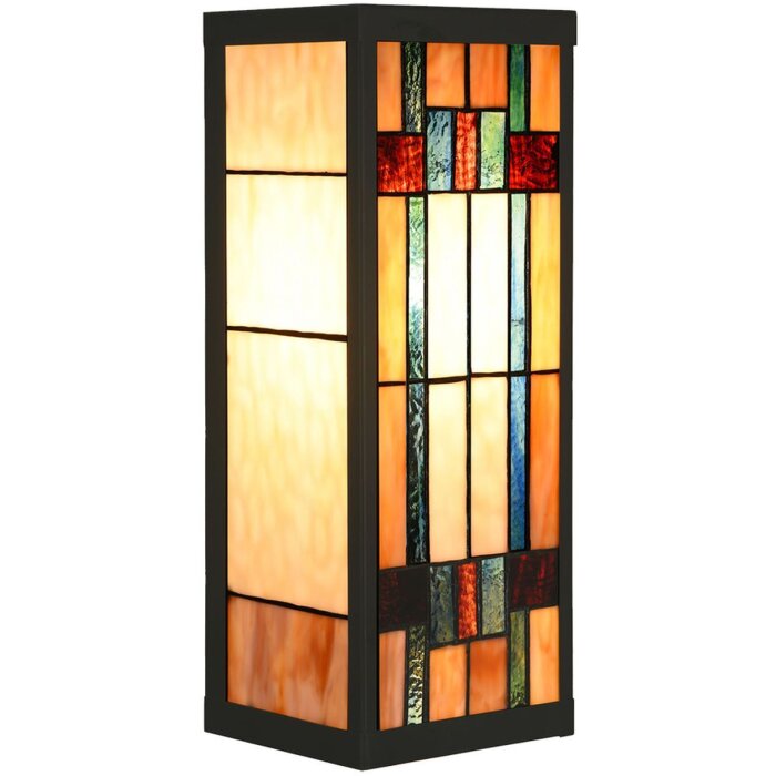 LumiLamp 5LL-6362 Tiffany Wandlampe Beige Braun 14x16x40cm E27 Glas Metall