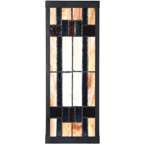 LumiLamp 5LL-6362 Tiffany Wandlampe Beige Braun 14x16x40cm E27 Glas Metall