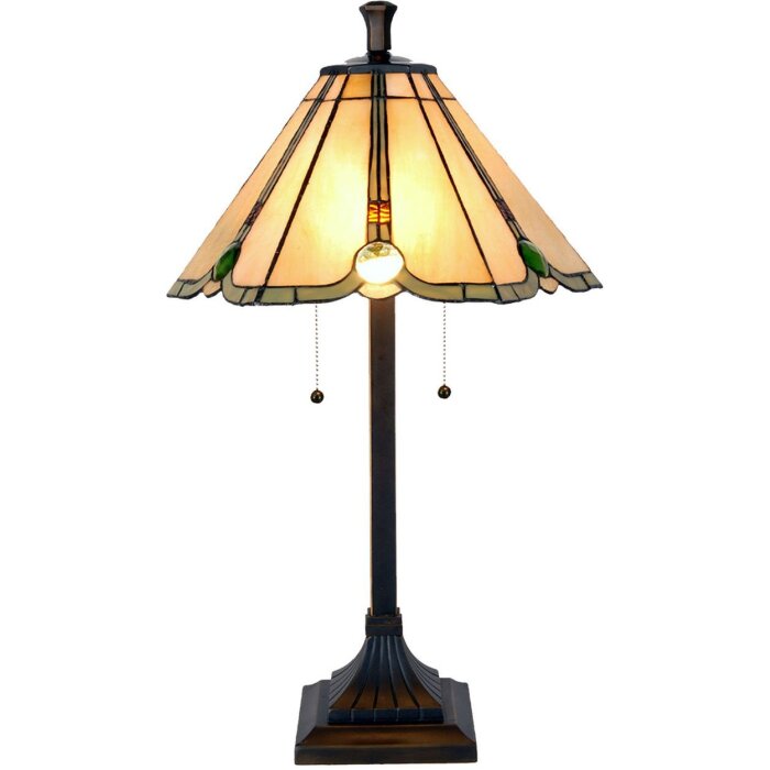 LumiLamp Tiffany lampă de masă Ø40x67 cm Bej Brown Sticlă Poliresină Soclu E27