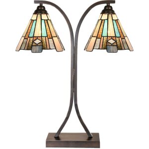 LumiLamp 5LL-6368 Tiffany Tischlampe Braun Blau...