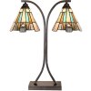 LumiLamp 5LL-6368 Lampă de masă Tiffany maro albastru 48x19x57cm E27 2x60W