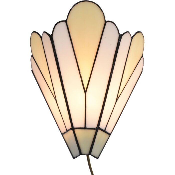 LumiLamp 5LL-6365 Lampă de perete Tiffany alb bej 20x10x29cm E14 sticlă metalică