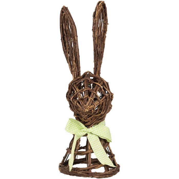 Clayre & Eef iepure decorativ rattan 17x17x40 cm cu arc stil țară