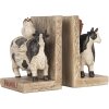 Clayre & Eef Buchstützen Set Kühe Landhausstil Braun Schwarz 2-teilig Polyresin
