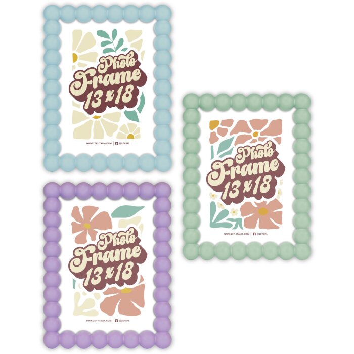 ZEP Holz-Fotorahmen Pop 10x15 13x18 15x20 cm Kugelprofil grün blau lila