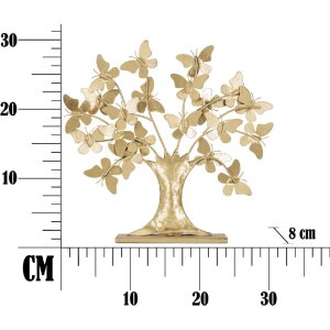 Mauro Ferretti decor copac al vieții cu fluturi 31x8x30 cm auriu