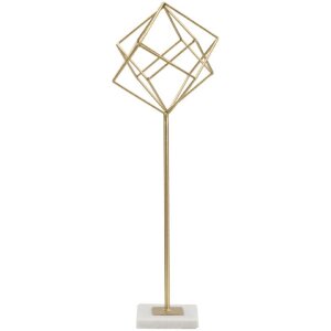 Mauro Ferretti Skulptur Cube 16x18x52,5 cm gold-weiß