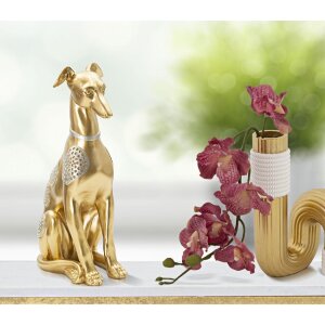 Mauro Ferretti sculptură câine Sit Dog 19.8x10x29 cm aur argint