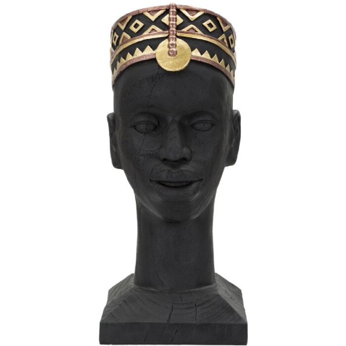Mauro Ferretti Bust Massai Man 25x25x56 cm negru