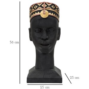 Mauro Ferretti Bust Massai Man 25x25x56 cm negru