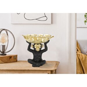 Mauro Ferretti figurină decorativă maimuță cu frunze bol 25.2x21x24 cm aur negru
