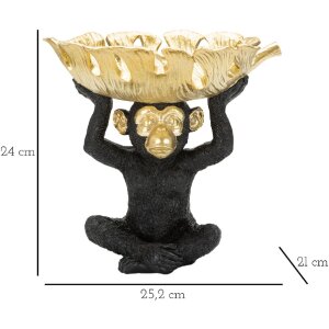 Mauro Ferretti figurină decorativă maimuță cu frunze bol 25.2x21x24 cm aur negru