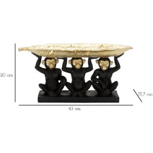 Mauro Ferretti Dekofigur Affen-Trio mit Blattschale 43x15,7x20 cm schwarz gold