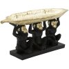 Mauro Ferretti Dekofigur Affen-Trio mit Blattschale 43x15,7x20 cm schwarz gold