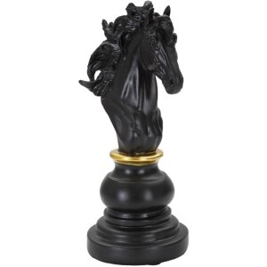 Mauro Ferretti Schachfigur Pferd 14x11x27 cm schwarz gold Dekoration