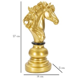 Mauro Ferretti Schachfigur Pferd Deko 14x11x27 cm gold schwarz