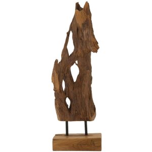 Mauro Ferretti Akar Skulptur Teakholz braun 18x13x55 cm