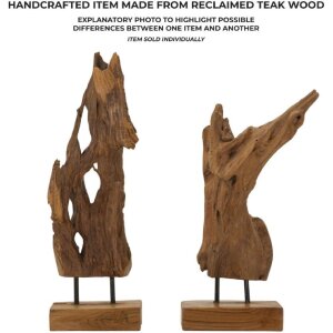 Mauro Ferretti Akar Skulptur Teakholz braun 18x13x55 cm