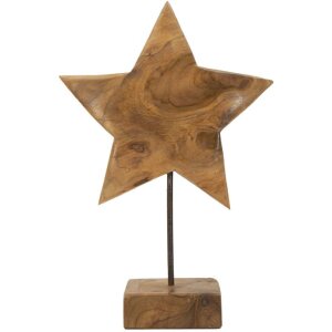 Mauro Ferretti Skulptur Stern aus Teakholz 28x12x42 cm braun