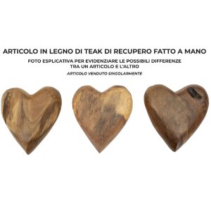 Mauro Ferretti decorative teak inima 16x14x4.5 cm maro
