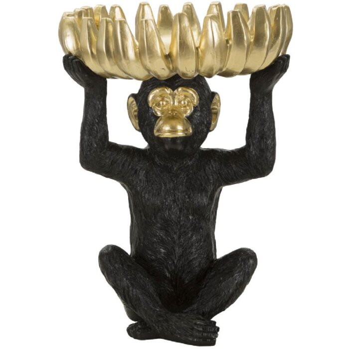 Mauro Ferretti decorativ maimuță castron Ø23x31.5 cm negru aur lucios