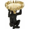 Mauro Ferretti decorativ maimuță castron Ø23x31.5 cm negru aur lucios
