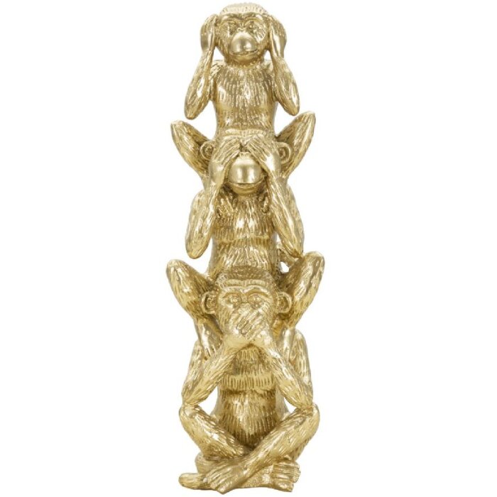 Mauro Ferretti figurină decorativă maimuță turn Ø10.5x30 cm aur strălucitor