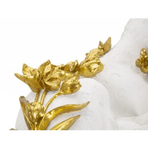 Mauro Ferretti Dekoskulptur Leopard 53x21,5x24 cm weiß gold glänzend