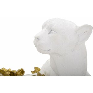 Mauro Ferretti Dekoskulptur Leopard 53x21,5x24 cm weiß gold glänzend