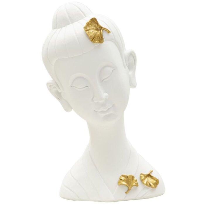 Mauro Ferretti Büste Buddha 21,5x16x35 cm weiß gold glänzend
