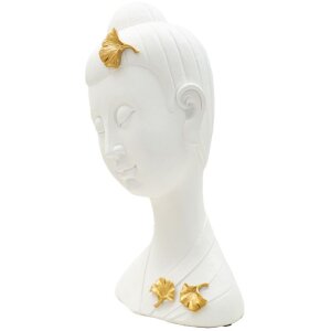 Mauro Ferretti Büste Buddha 21,5x16x35 cm weiß gold glänzend