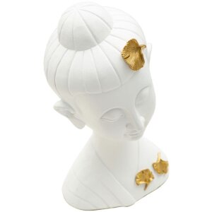 Mauro Ferretti Büste Buddha 21,5x16x35 cm weiß gold glänzend