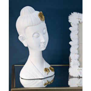 Mauro Ferretti Büste Buddha 21,5x16x35 cm weiß gold glänzend