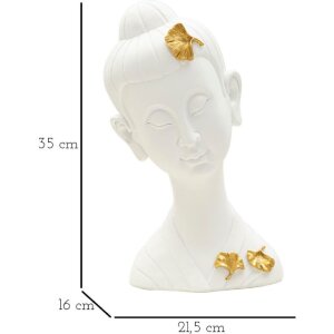 Mauro Ferretti Büste Buddha 21,5x16x35 cm weiß gold glänzend