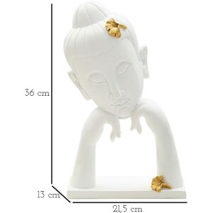 Mauro Ferretti Büste Buddha 21,5x13x36 cm weiß gold
