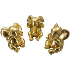Mauro Ferretti Deko Elefanten Set 3er Nicht sehen hören sprechen 15,5x20,5 gold