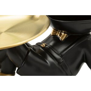 Mauro Ferretti Dekofigur Hund Buddy mit Tablett 27x17x18,5 cm schwarz gold