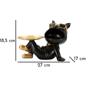 Mauro Ferretti Dekofigur Hund Buddy mit Tablett 27x17x18,5 cm schwarz gold
