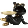 Mauro Ferretti Dekofigur Hund Buddy mit Tablett 27x17x18,5 cm schwarz gold