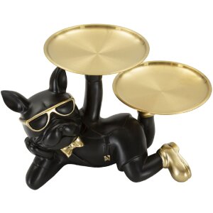 Mauro Ferretti figurină decorativă câine Rover cu tavă 23.5x13x18.5 cm aur negru